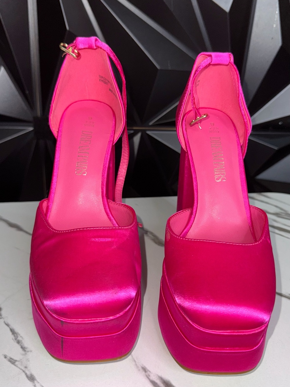 🔥👠Hot Pink Satin Platform Slingback Heels